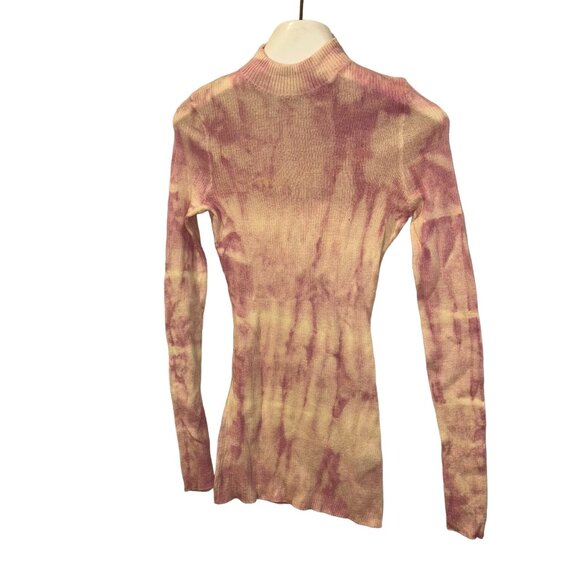 something navy pink cream tied dye mock neck sweater XXS - Picture 1 of 3